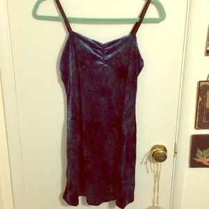 Blue velvet mini dress